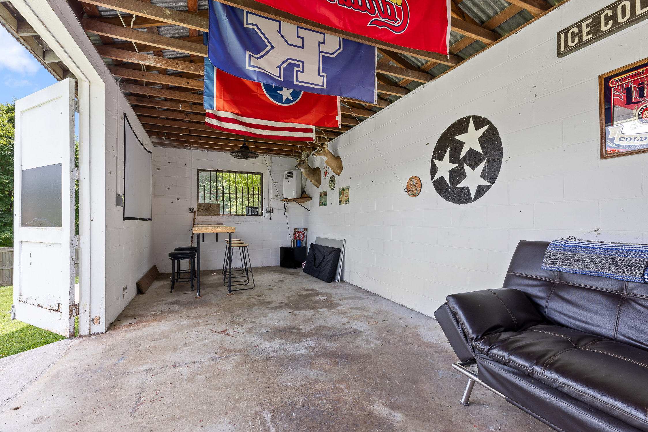 Workshop interior with Tennessee memorabilia